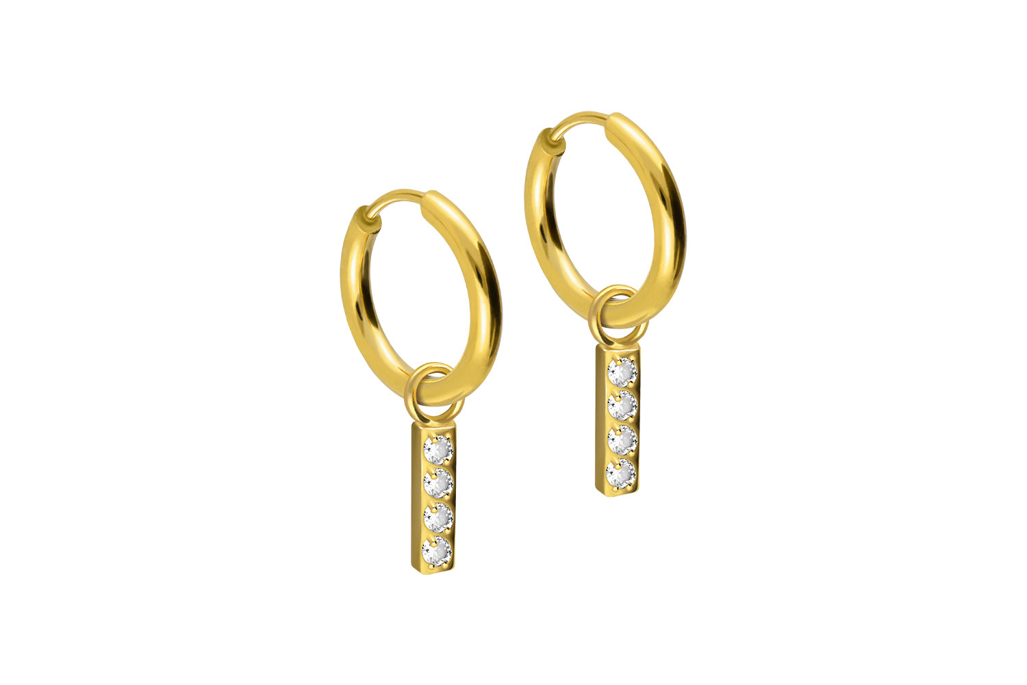 Chirurgenstahl Ohrclicker Creolen KRISTALLBALKEN von Piercingline